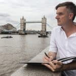 Rob Pepper, Artist, drawing at More London